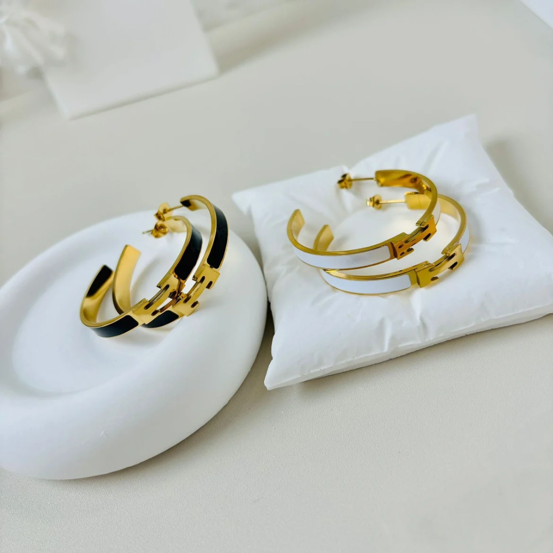 Midnight Luxe Enamel Hoops - Image 2