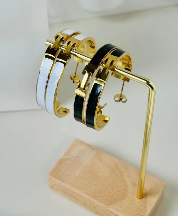 Midnight Luxe Enamel Hoops