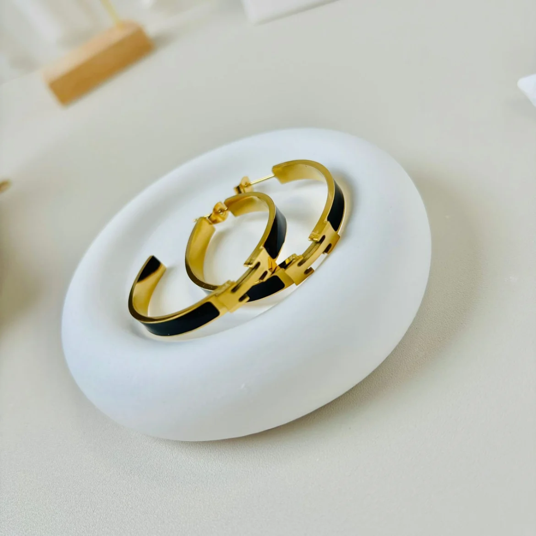 Midnight Luxe Enamel Hoops - Image 5