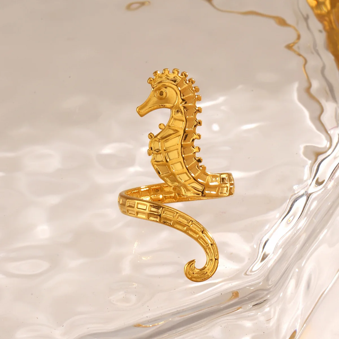 Golden Seahorse Wrap Ring - Image 4