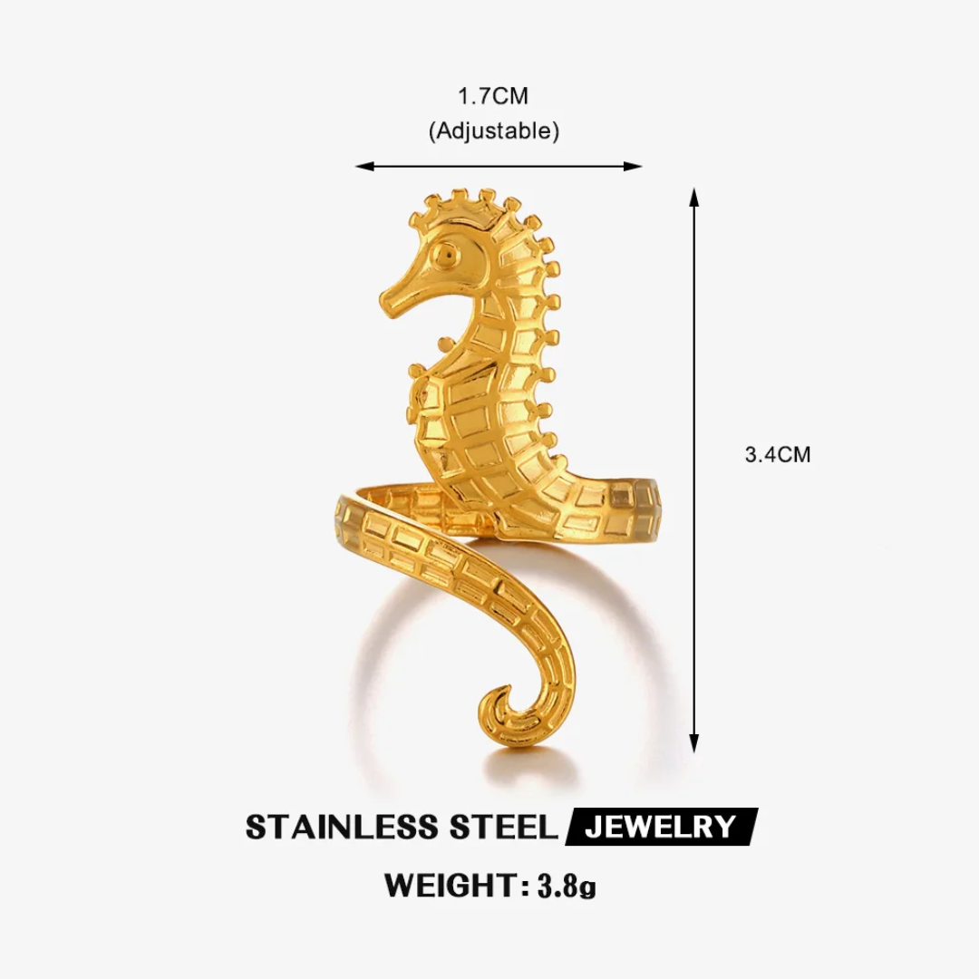 Golden Seahorse Wrap Ring - Image 8