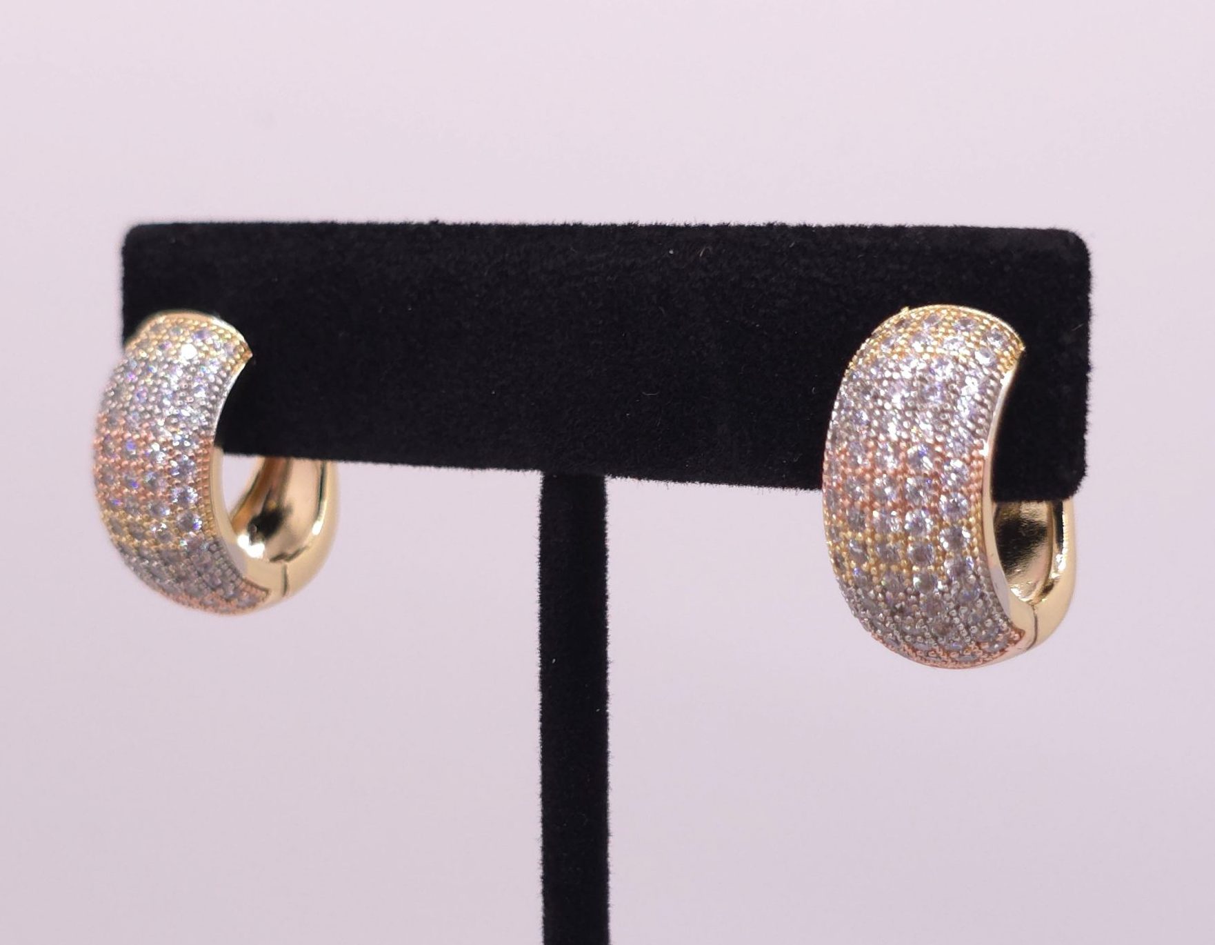 Luxe Pavé Huggie Earrings - Image 2