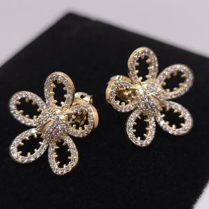 Golden Bloom Pavé Stud Earrings
