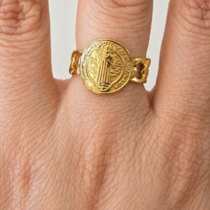Adjustable Saint Benedict Medallion Rings