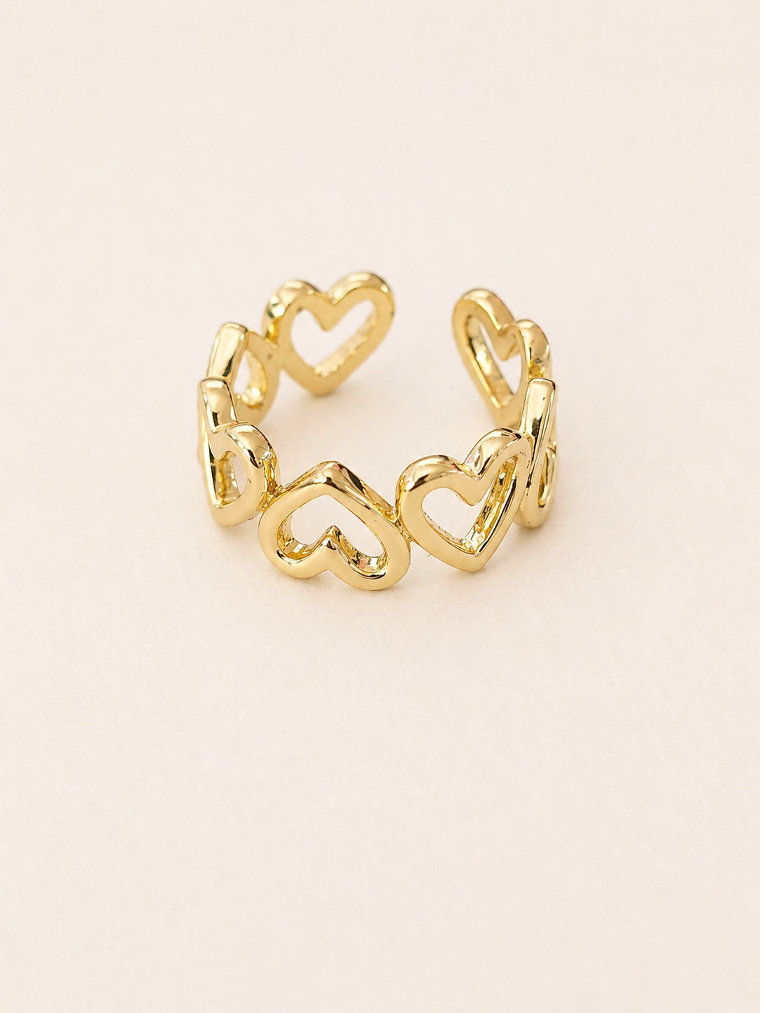 Golden Linked Hearts Ring (Adjustable) - Image 2