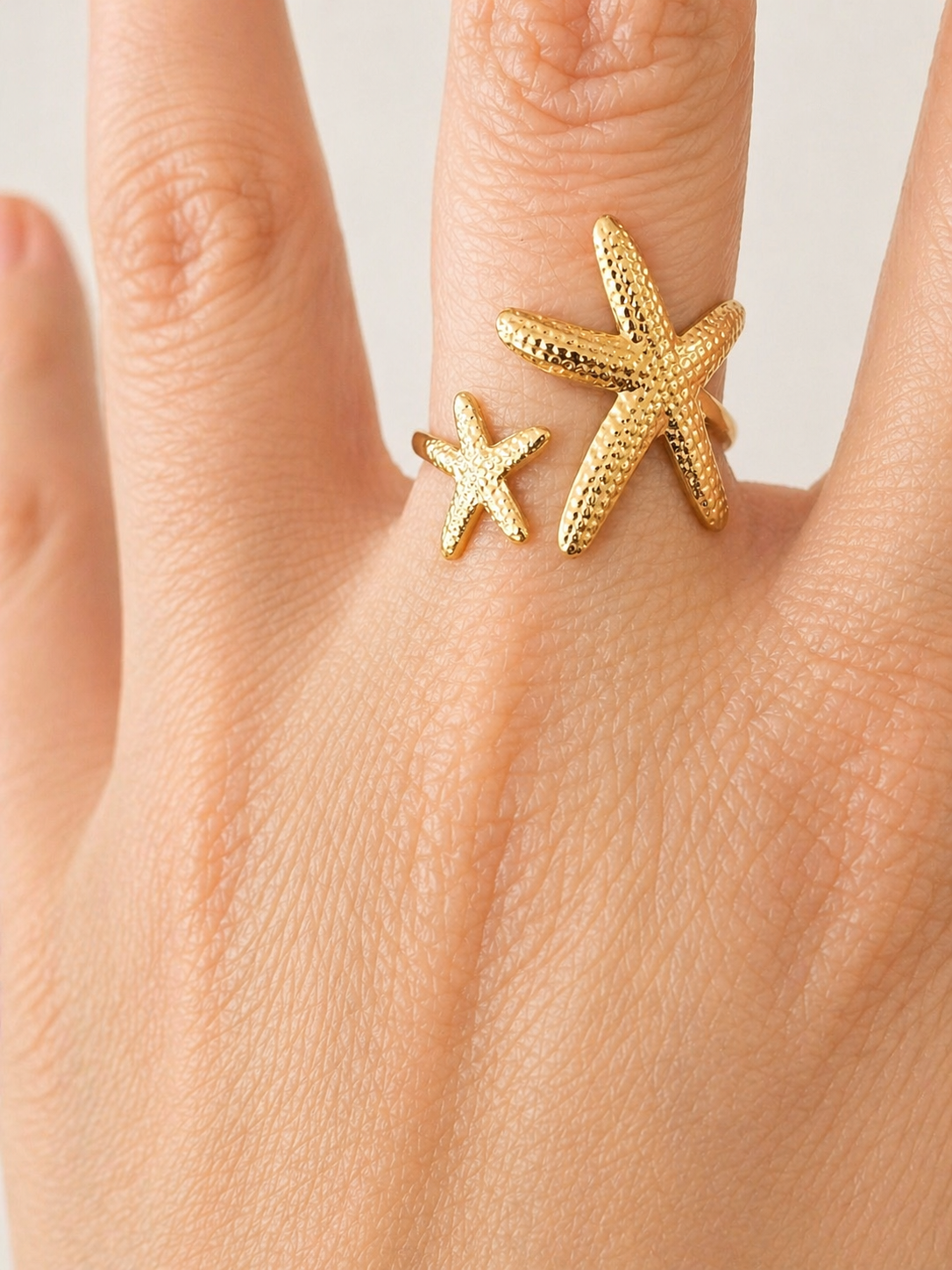 Golden Starfish Duo Ring – Adjustable - Image 4