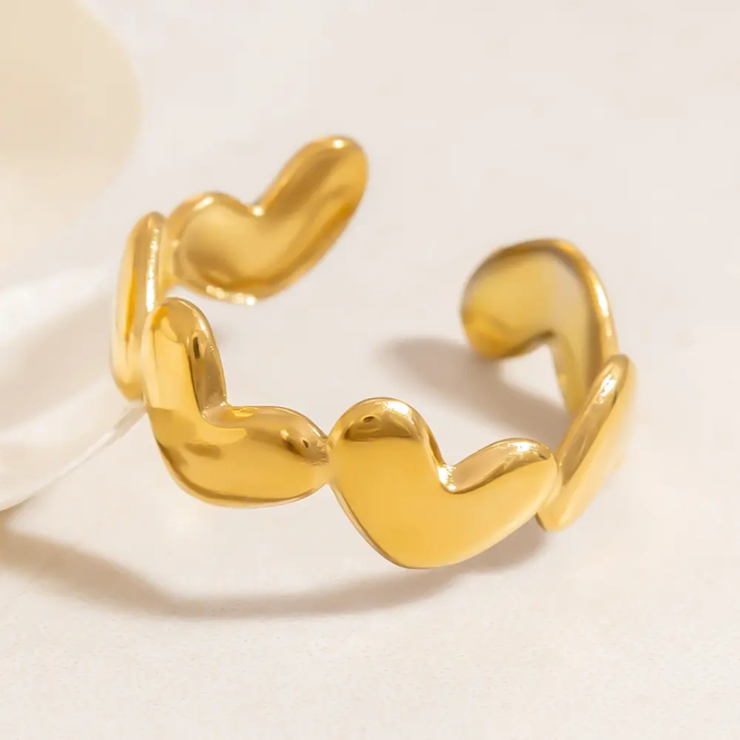 Golden Heart Stack Ring - Image 2