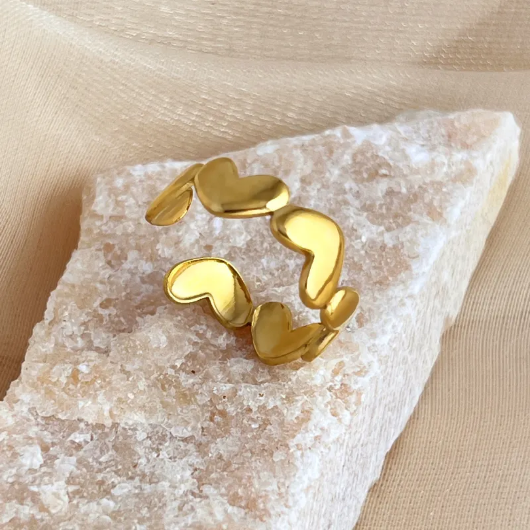Golden Heart Stack Ring - Image 3