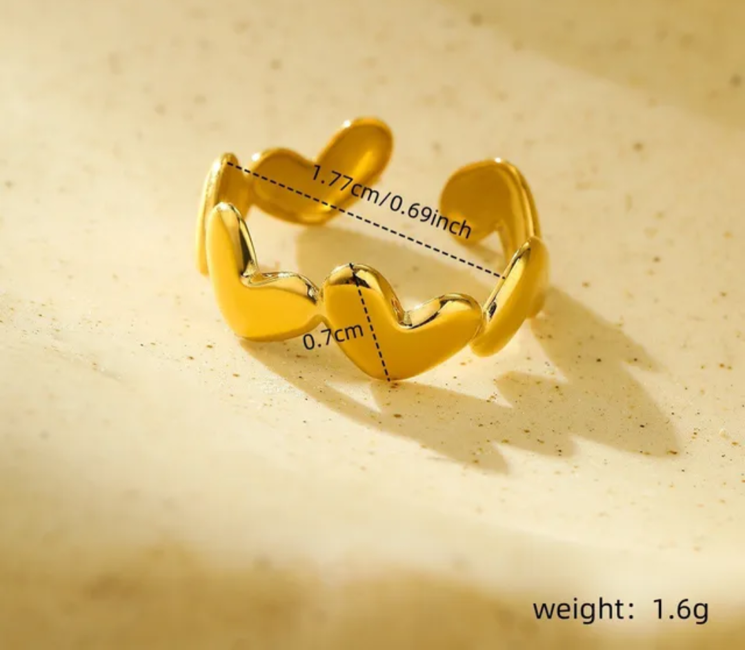 Golden Heart Stack Ring - Image 4