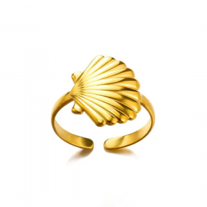 Golden Seashell Statement Ring (Adjustable)