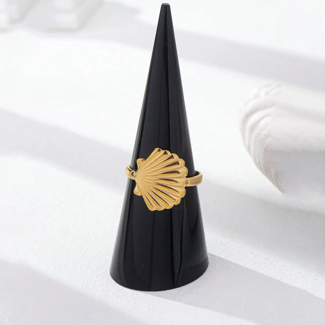 Golden Seashell Statement Ring (Adjustable) - Image 3