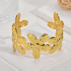 Golden Blossom Statement Cuff