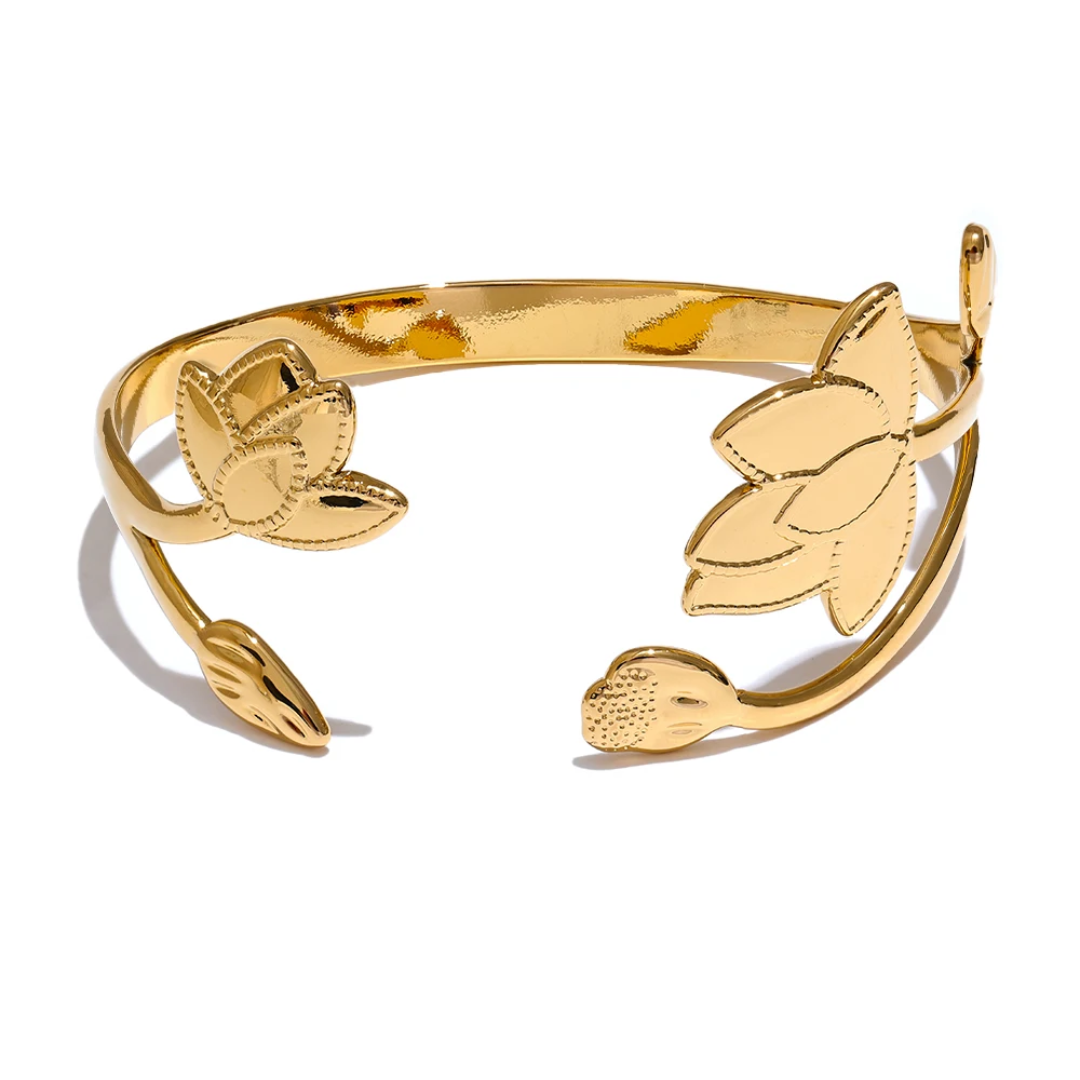 Golden Lotus Bloom Cuff - Image 2