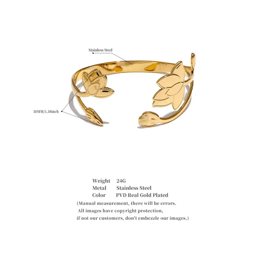 Golden Lotus Bloom Cuff - Image 9