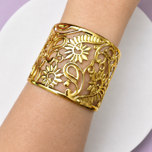 Golden Solstice Filigree Cuff Bracelet