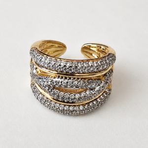 Golden Starlight Pavé Adjustable Ring