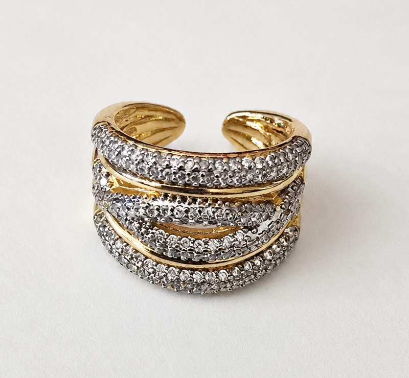 Golden Starlight Pavé Adjustable Ring