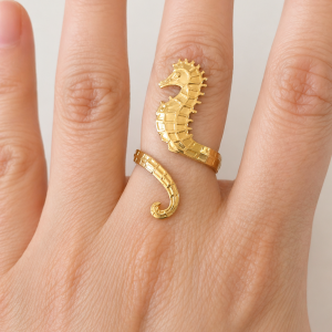 Golden Seahorse Wrap Ring