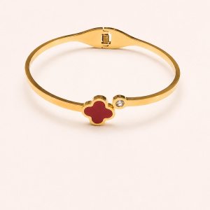 Ruby Clover Charm Bangle